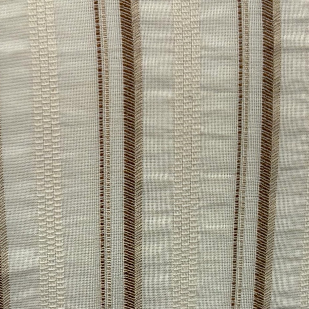 ZARA Striped White & Brown Tiered V Neck Midi Dress Linen Blend Size Medium - Picture 4 of 5